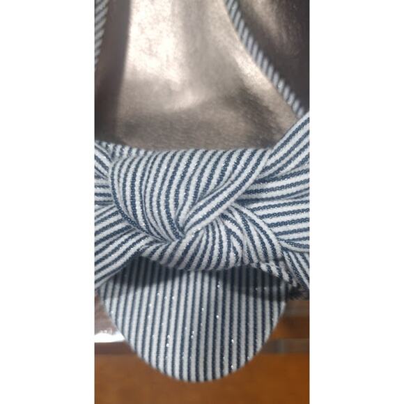 Moda Reflex Cork Wedge Peep Toe Shoes, Navy & White, Size 8.5 - Picture 2 of 7